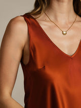 [Karamell] SilkSilky-NO Sleeveless V Neck Camisole Topp 005