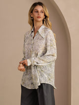 [Salvie Blomst] SilkSilky-NO Long Sleeve Lapel Collar Bluse 004