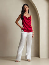 [Vin] SilkSilky-NO Spaghetti Strap Cowl Neck Camisole Topp 008