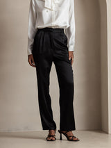 [Svart] SilkSilky-NO 19Momme Silke Womens Pants 001