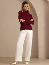 [Vin] SilkSilky-NO Long Sleeve Turtle Neck T-skjorte for Kvinner 007