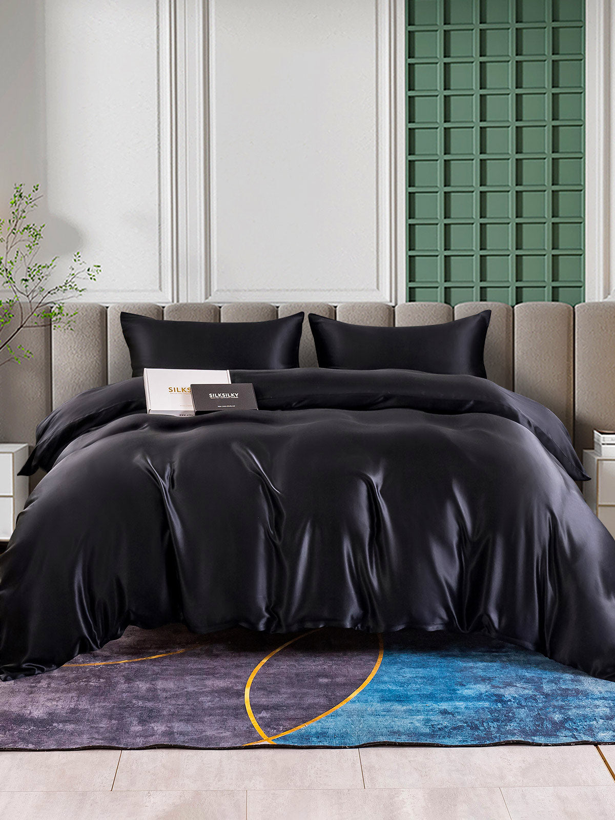 [Svart] SilkSilky-NO 25Momme Bedding Set 002