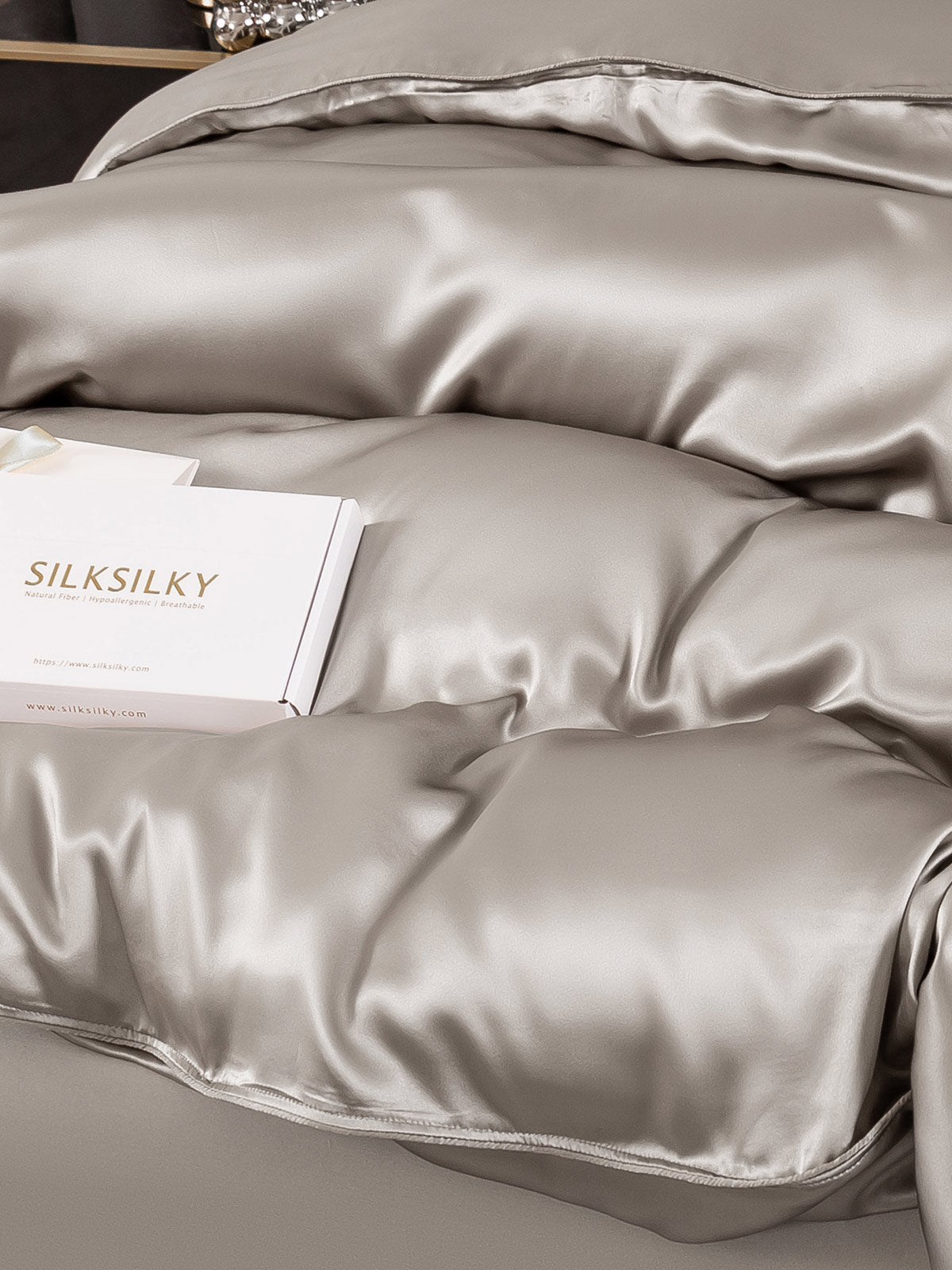 [Grå] SilkSilky-NO 19Momme Duvet Cover 005