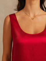 [Vin] SilkSilky-NO 19Momme Ermeløs Dyp Rund Halsutringning Pyjamas for Kvinner 004