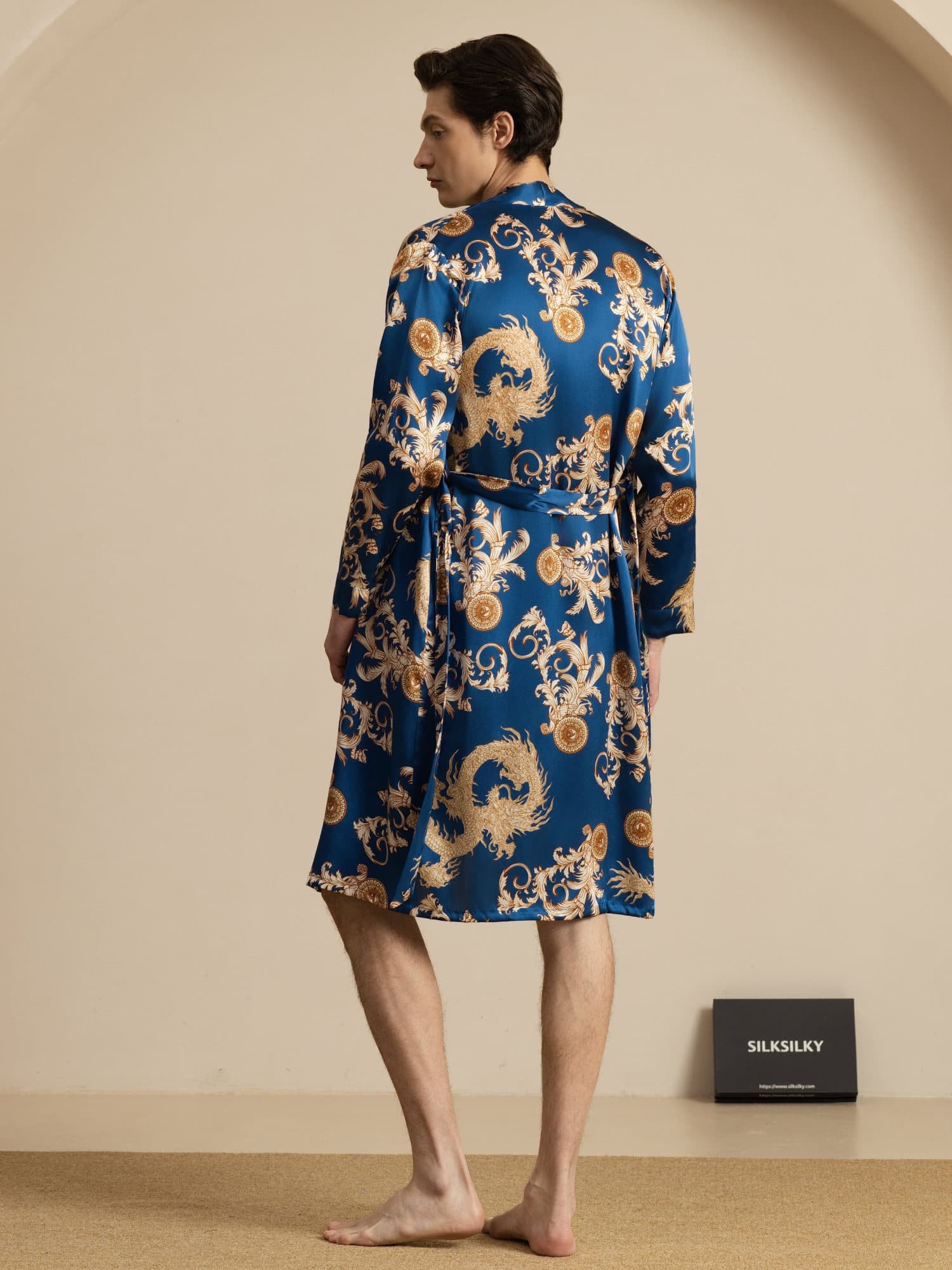 [Navy Drage] SilkSilky-NO Long Sleeve Mens Robe 002
