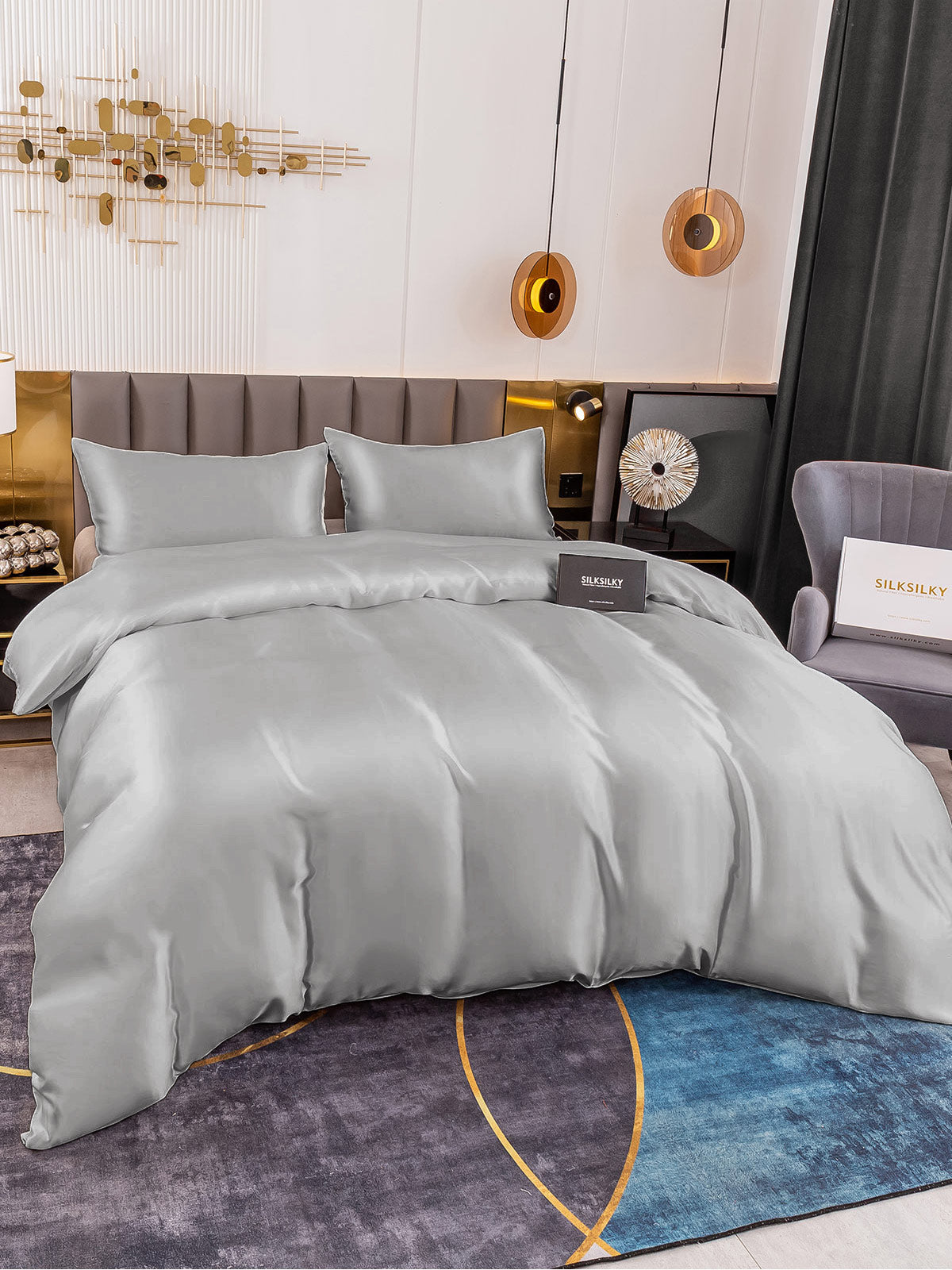 [Sølv] SilkSilky-NO 19Momme Bedding Set 003