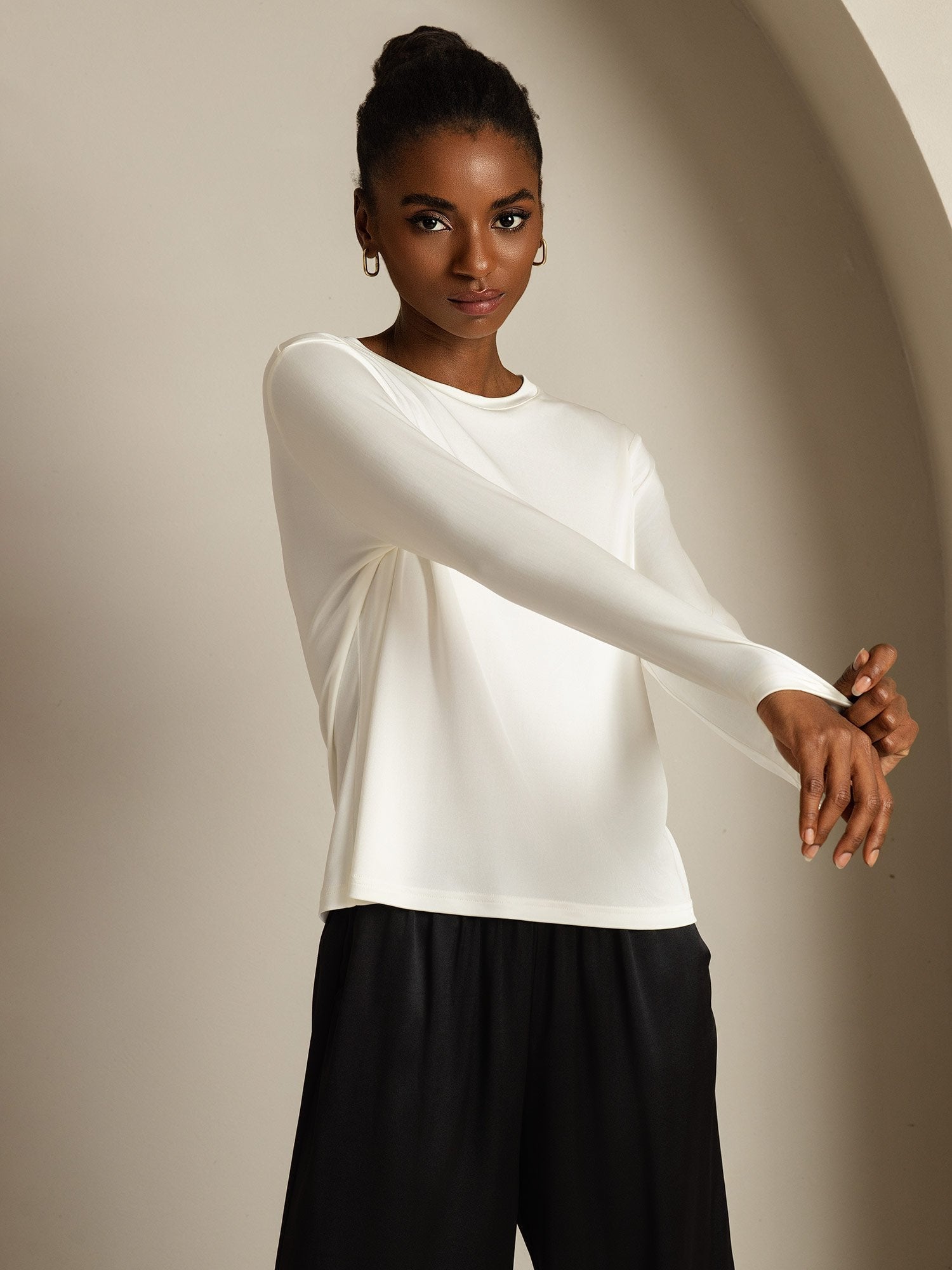 [Hvit] SilkSilky-NO Silke Womens T-Shirt 007,