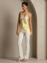 [Lys Gul] SilkSilky-NO Spaghetti Strap V Neck Camisole Topp 008