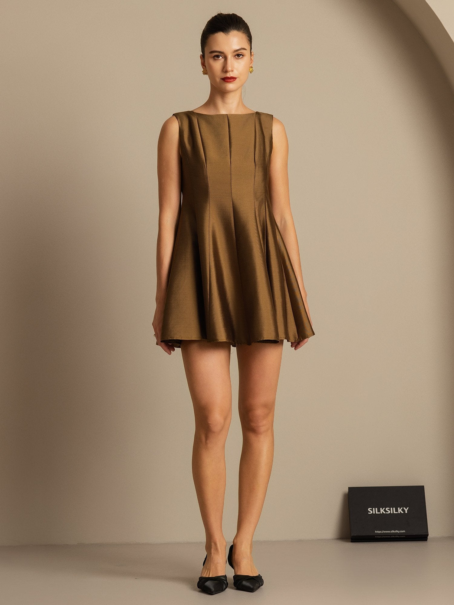 [Bronse] SilkSilky-NO 32Momme Silk-Wool Blend Dress 007,