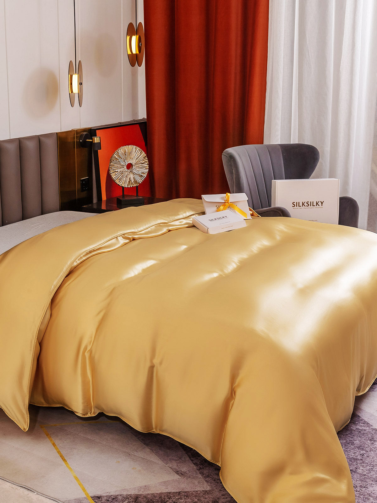 [Champagne] SilkSilky-NO 19Momme Duvet Cover 004