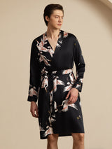 [Svart] SilkSilky-NO 19Momme Mens Robe 001