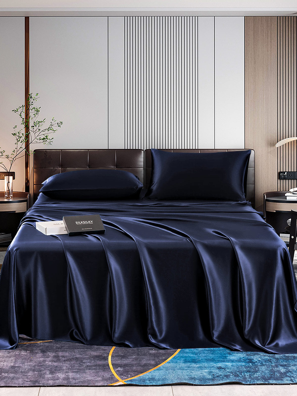 [Mørke blå] SilkSilky-NO 22Momme Bedding Set 001