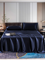 [Mørke blå] SilkSilky-NO 22Momme Bedding Set 001,