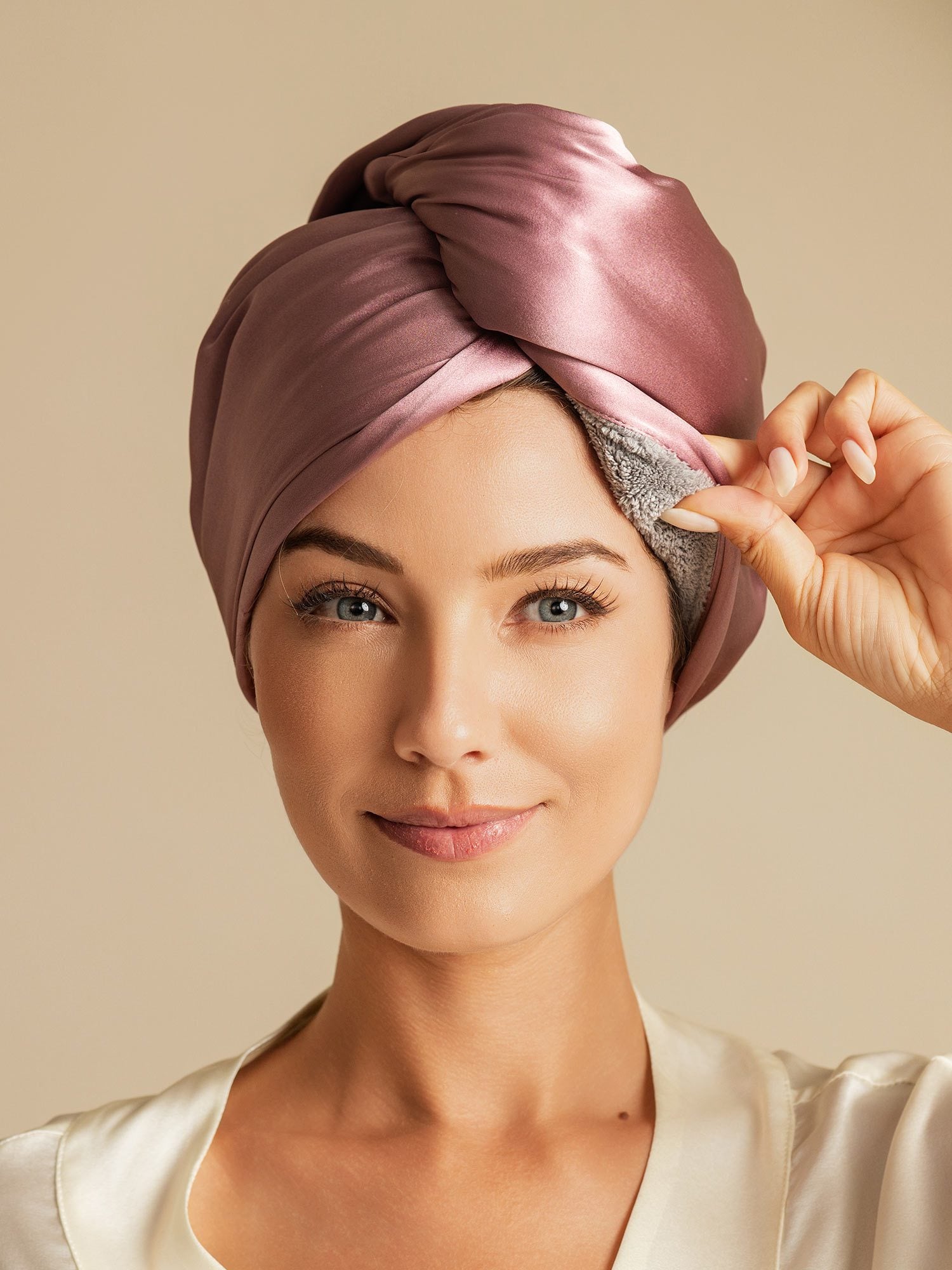 [Blek Mauve] SilkSilky-NO Silke Hair Towel Wrap 001,