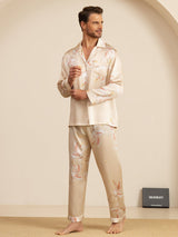 [Champagne] SilkSilky-NO Long Sleeve Notch Collar Pyjamas for menn 005