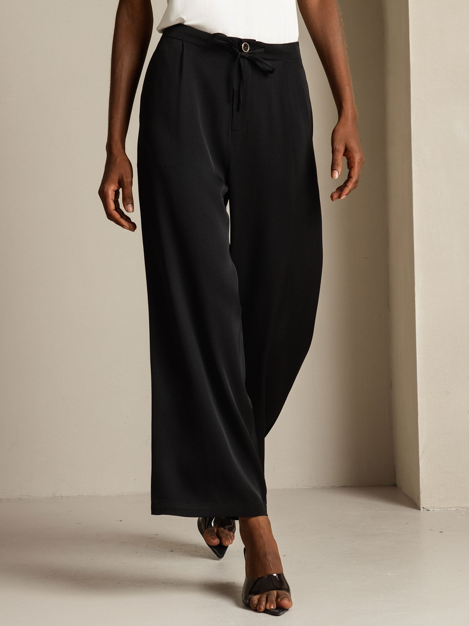 [Svart] SilkSilky-NO 19Momme Silke Womens Pants 003