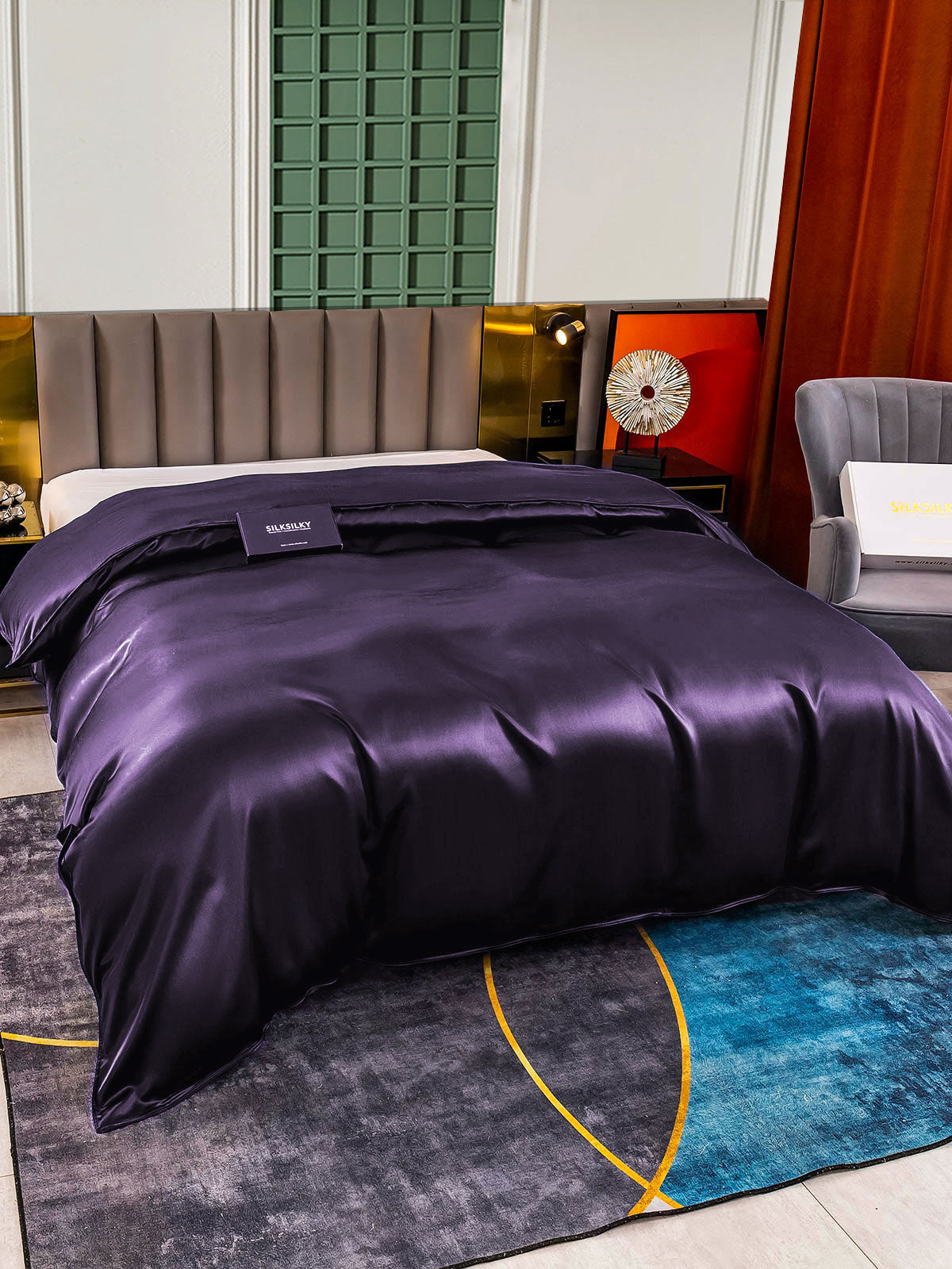 [Mørklilla] SilkSilky-NO 25Momme Duvet Cover 003