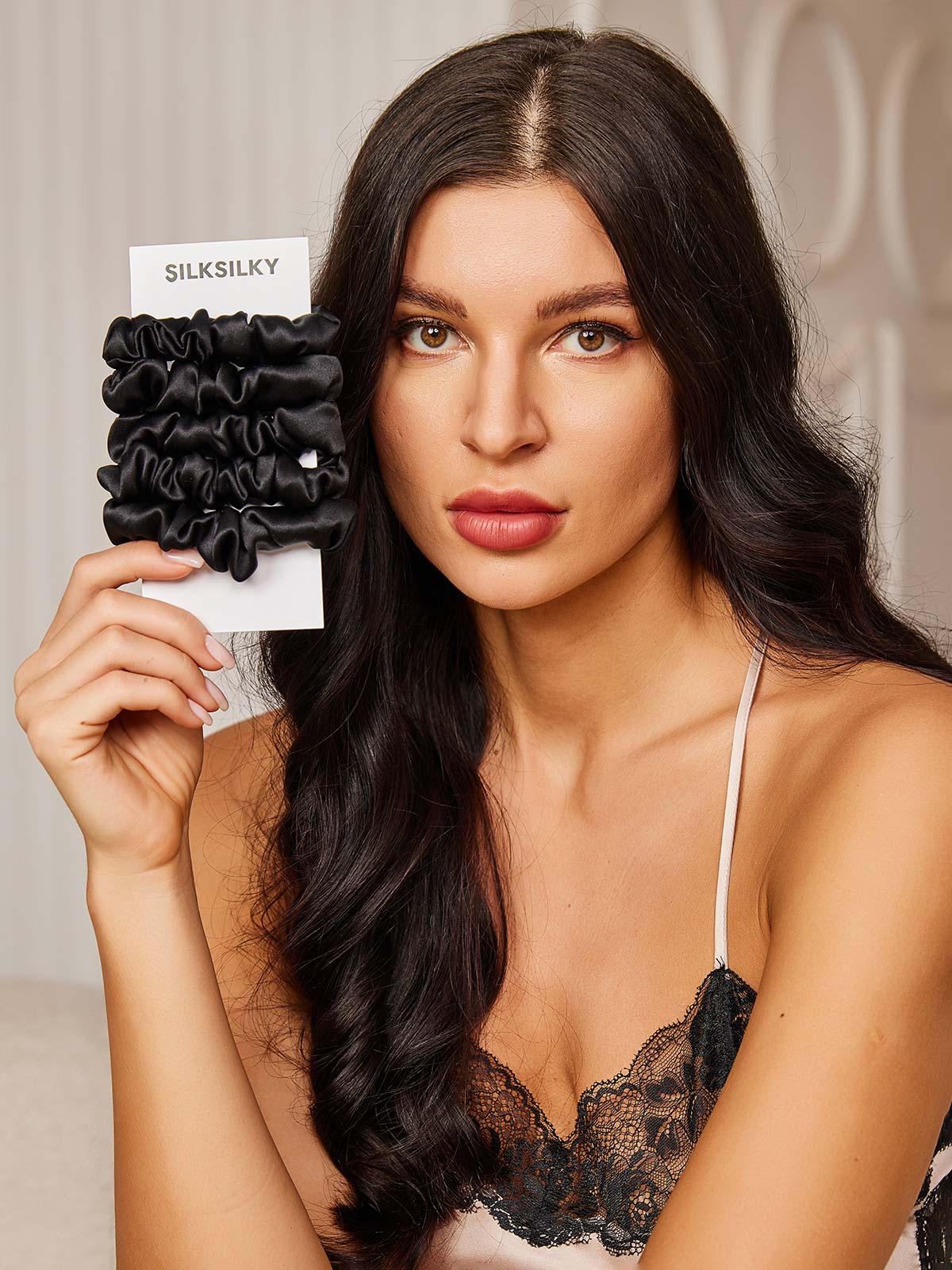 [Svart] SilkSilky-NO 19Momme Scrunchie 002