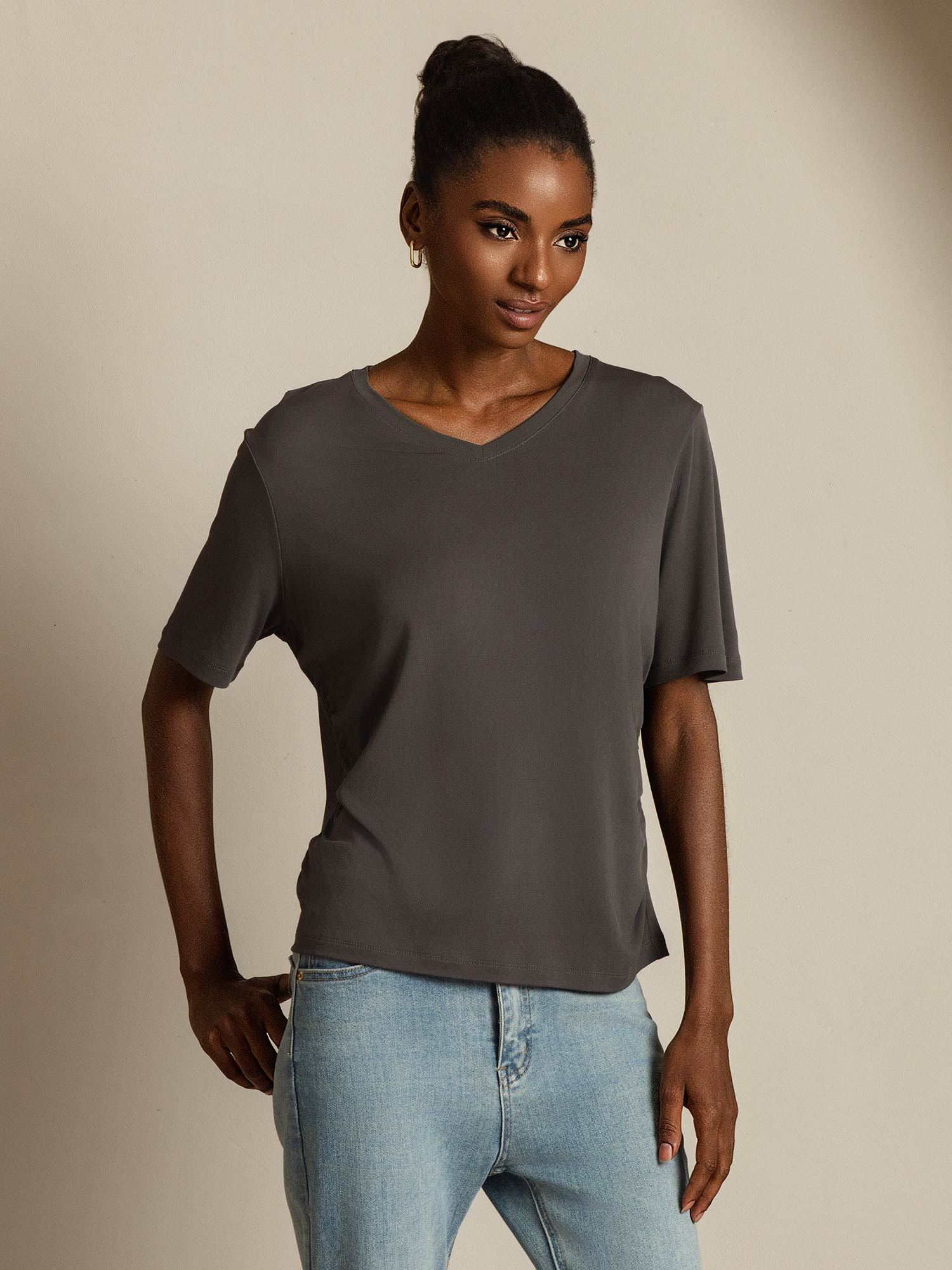 [Grå] SilkSilky-NO Silke Womens T-Shirt 006