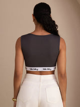 [Grå] SilkSilky-NO Sleeveless Crew Neck Camisole Topp 002