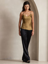 [Kaffe] SilkSilky-NO Spaghetti Strap V Neck Camisole Topp 003