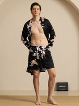 [Svart] SilkSilky-NO 19Momme Long Sleeve Mens Pajamas 004