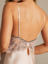 [Rosa] SilkSilky-NO Spaghetti Strap Deep V Neck Nattkjole 004