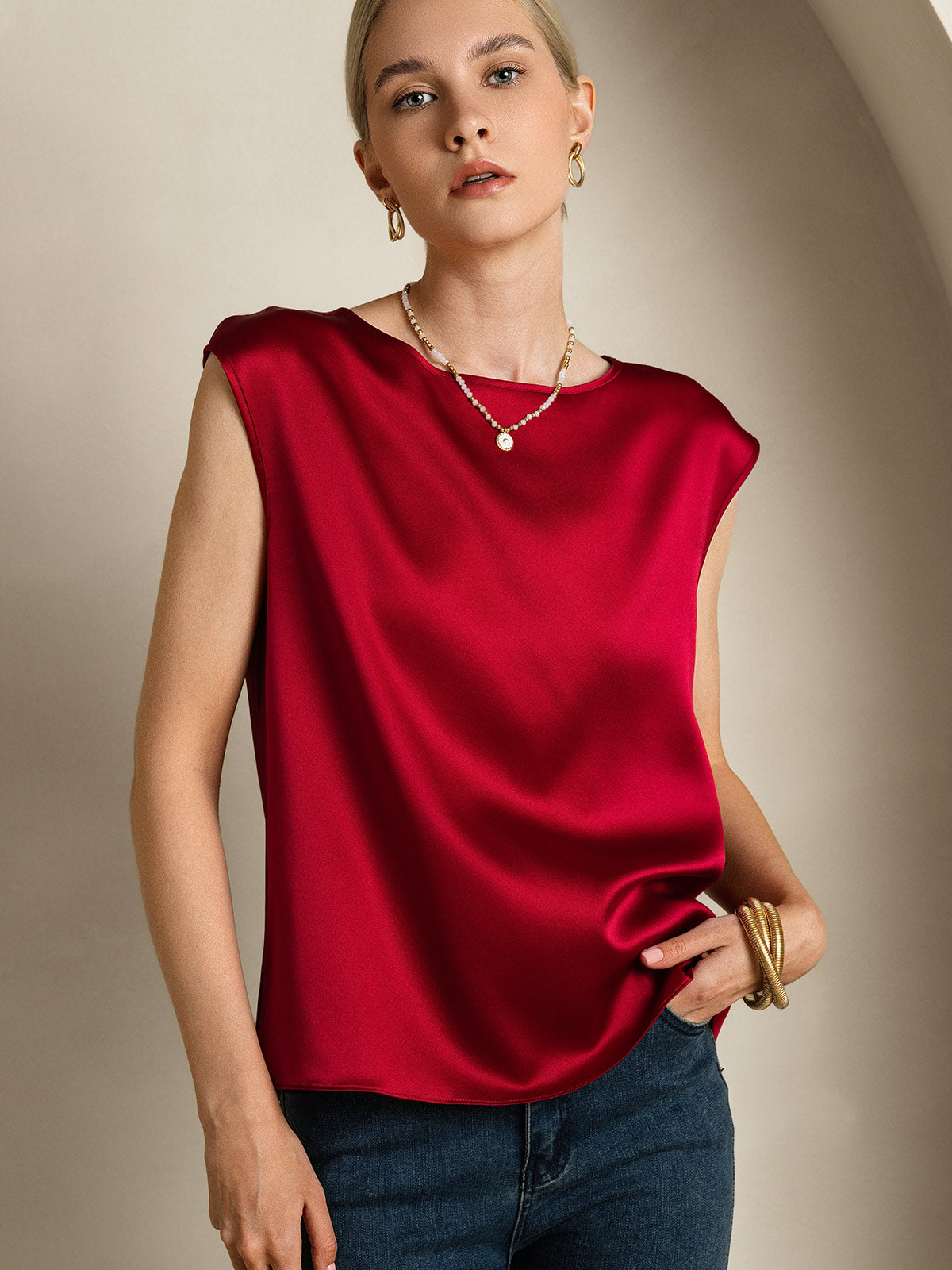 [Vin] SilkSilky-NO 19Momme Silke Womens T-Shirt 003