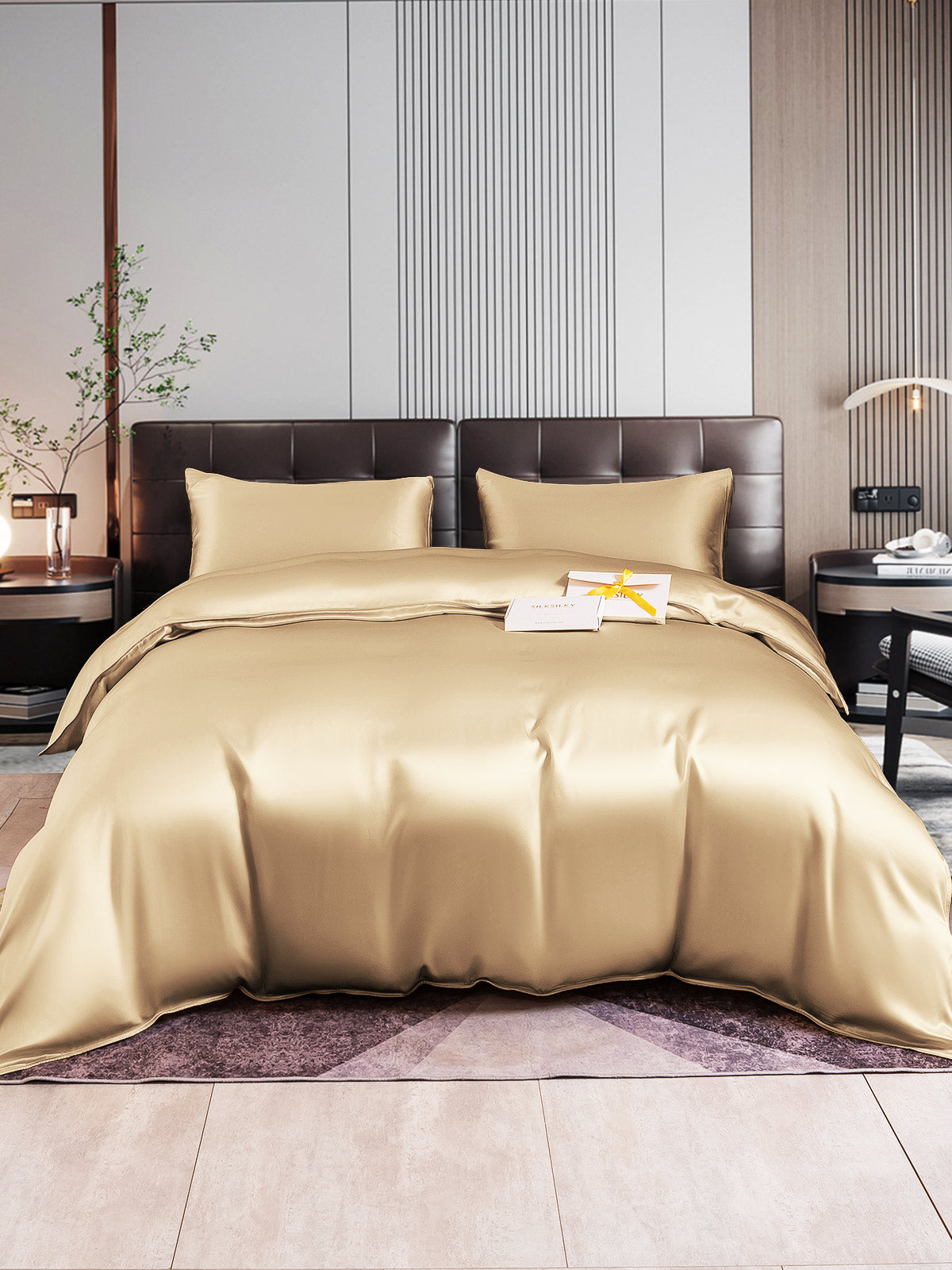 [Beige] SilkSilky-NO 22Momme Bedding Set 001
