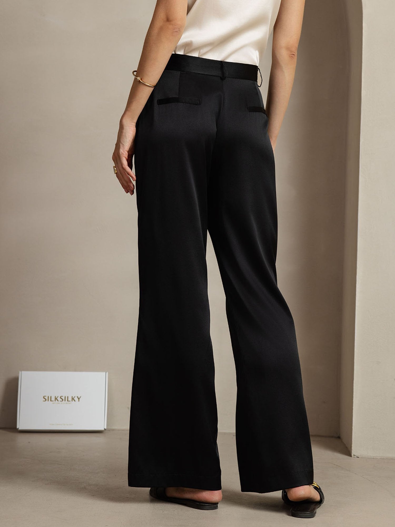 [Svart] SilkSilky-NO 19Momme Silke Womens Pants 002