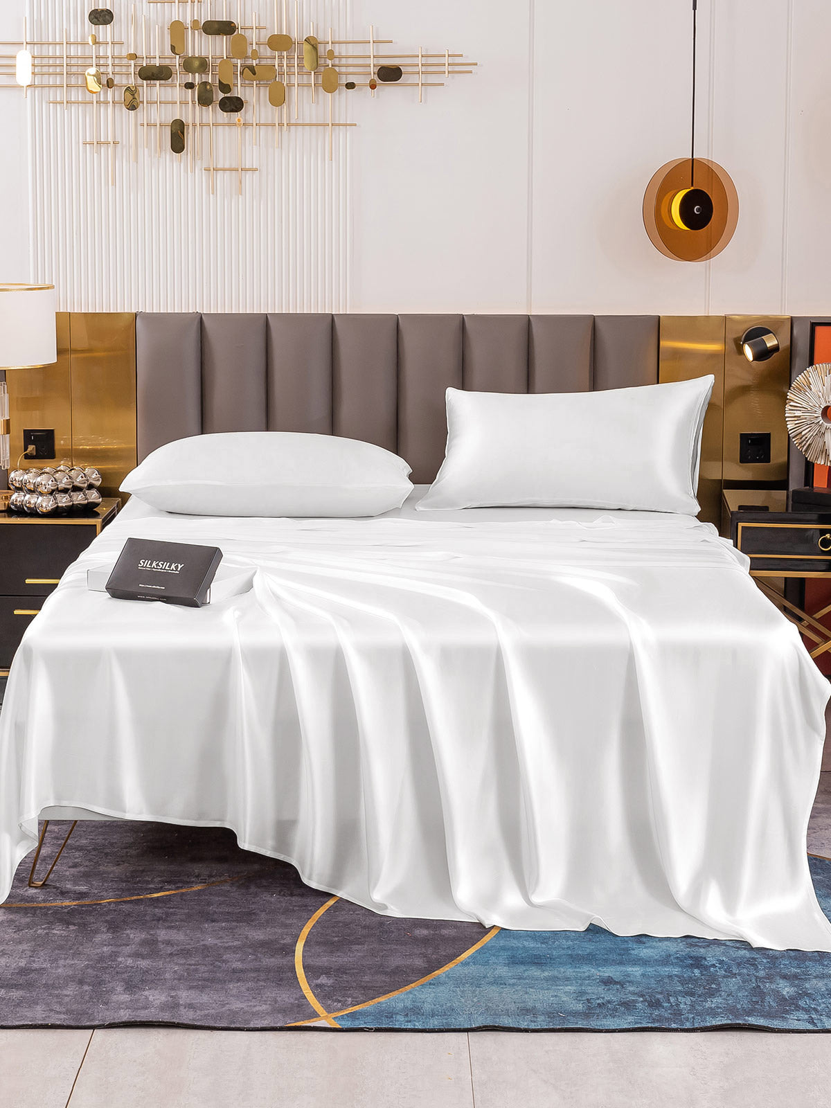 [Hvit] SilkSilky-NO 19Momme Bedding Set 002