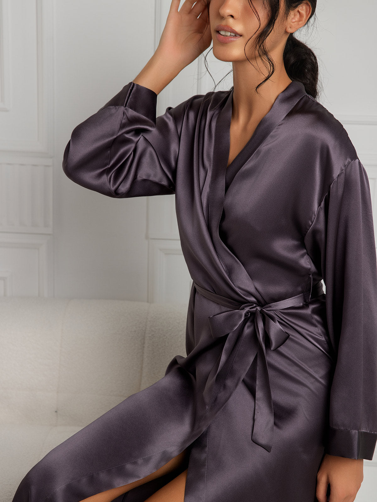 SilkSilky-NO Womens Robe LillaGrå 007