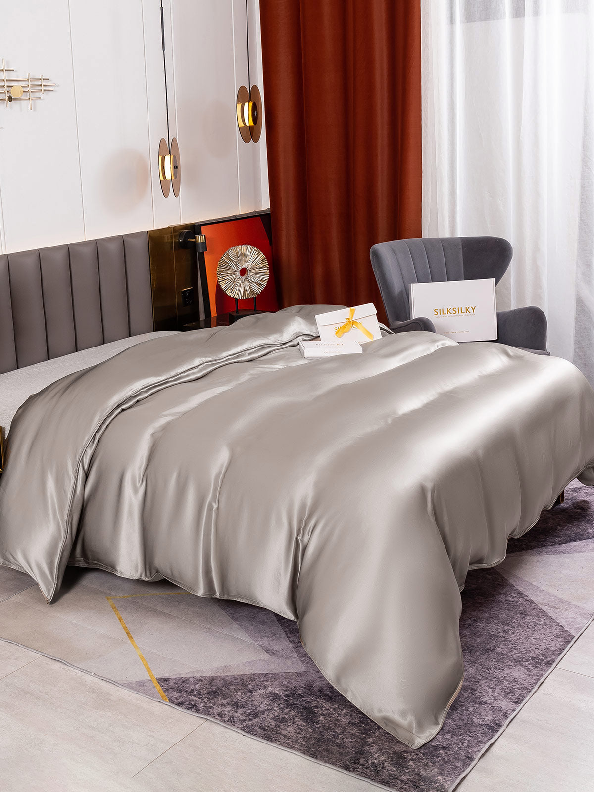 [Grå] SilkSilky-NO 19Momme Duvet Cover 003