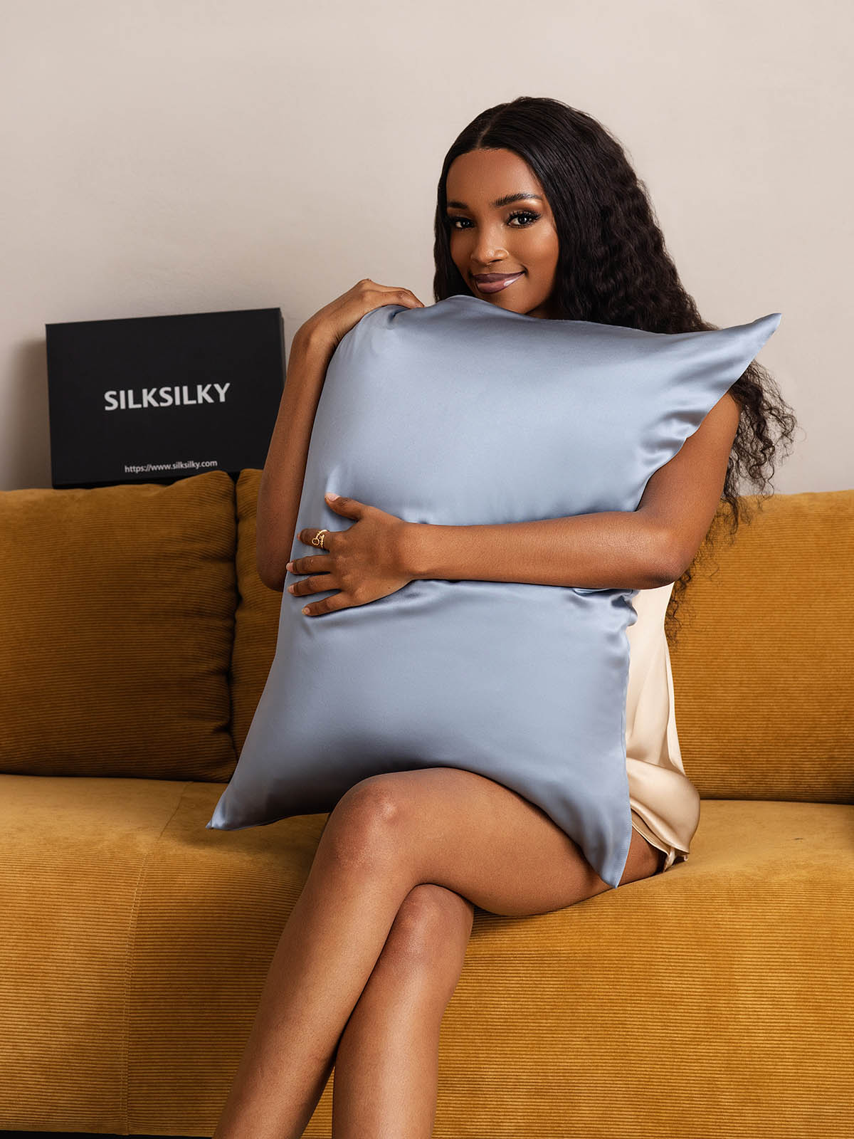 [Gråblå] SilkSilky-NO 19Momme Pillowcase 005
