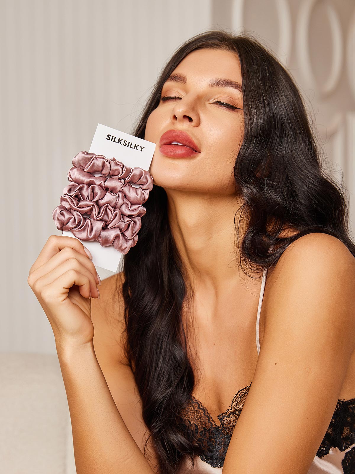 [Blek Mauve] SilkSilky-NO 19Momme Scrunchie 002