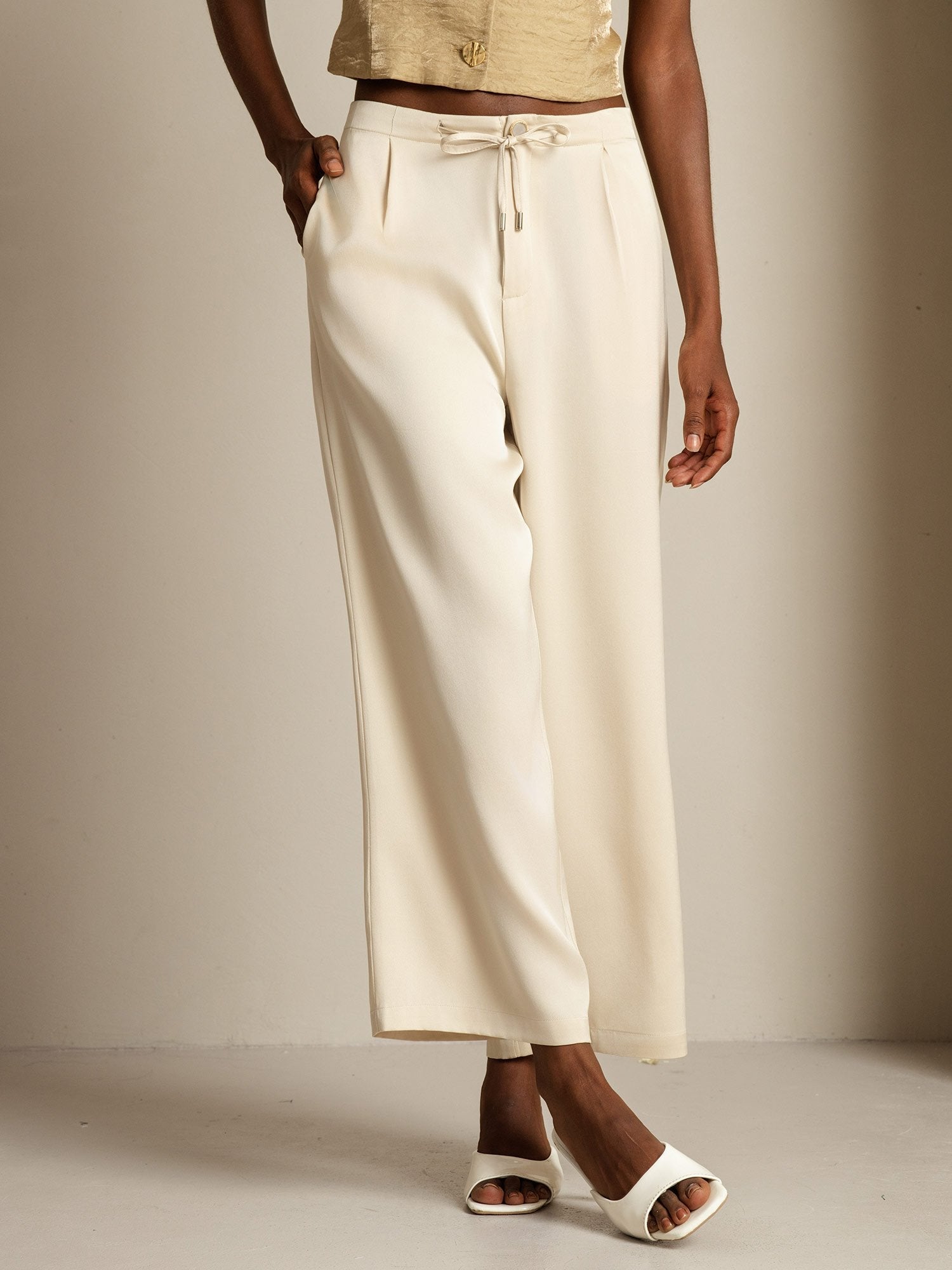 [Beige] SilkSilky-NO 19Momme Silke Womens Pants 003