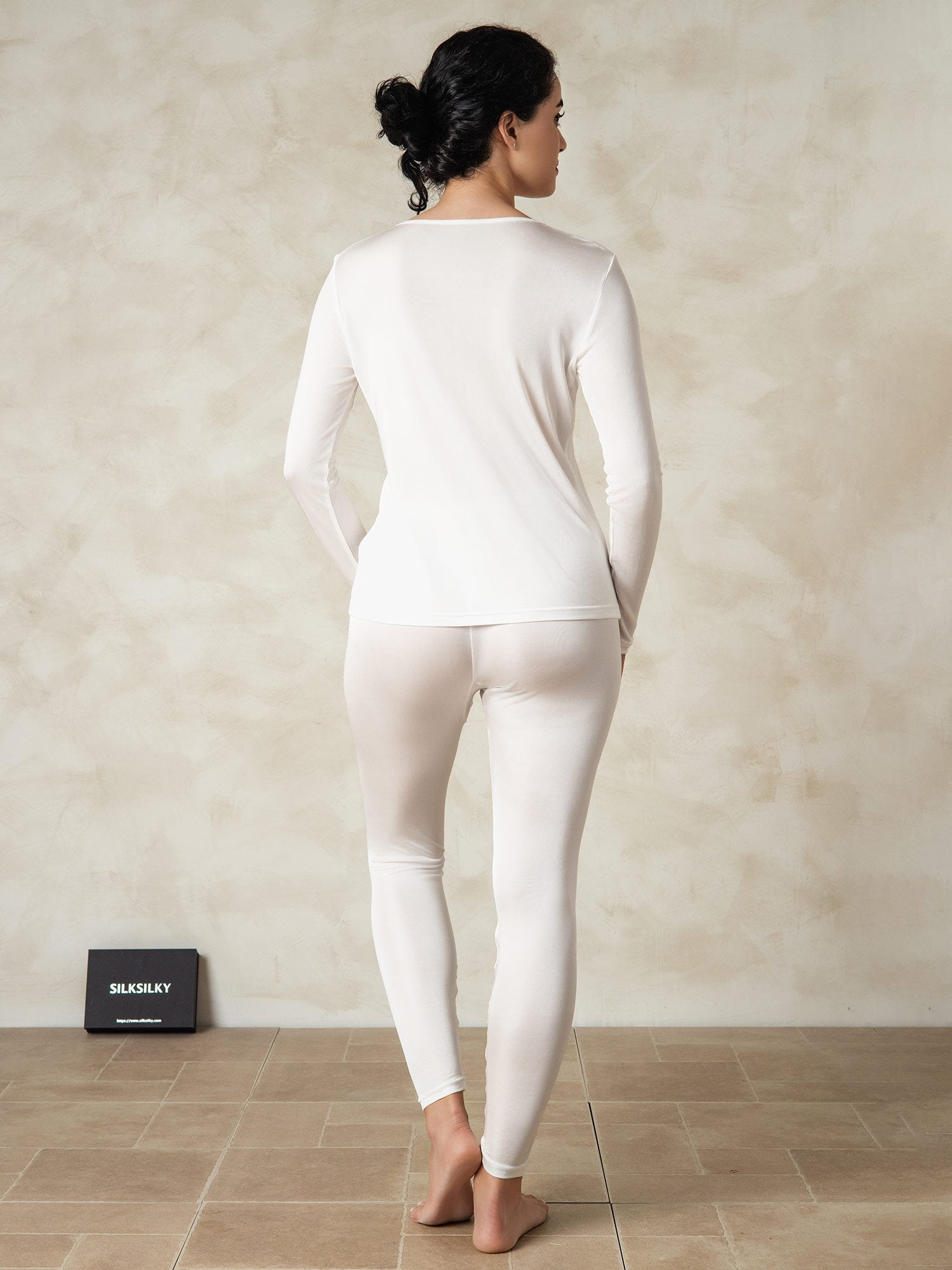 [Hvit] SilkSilky-NO Silke Womens Pajamas 002