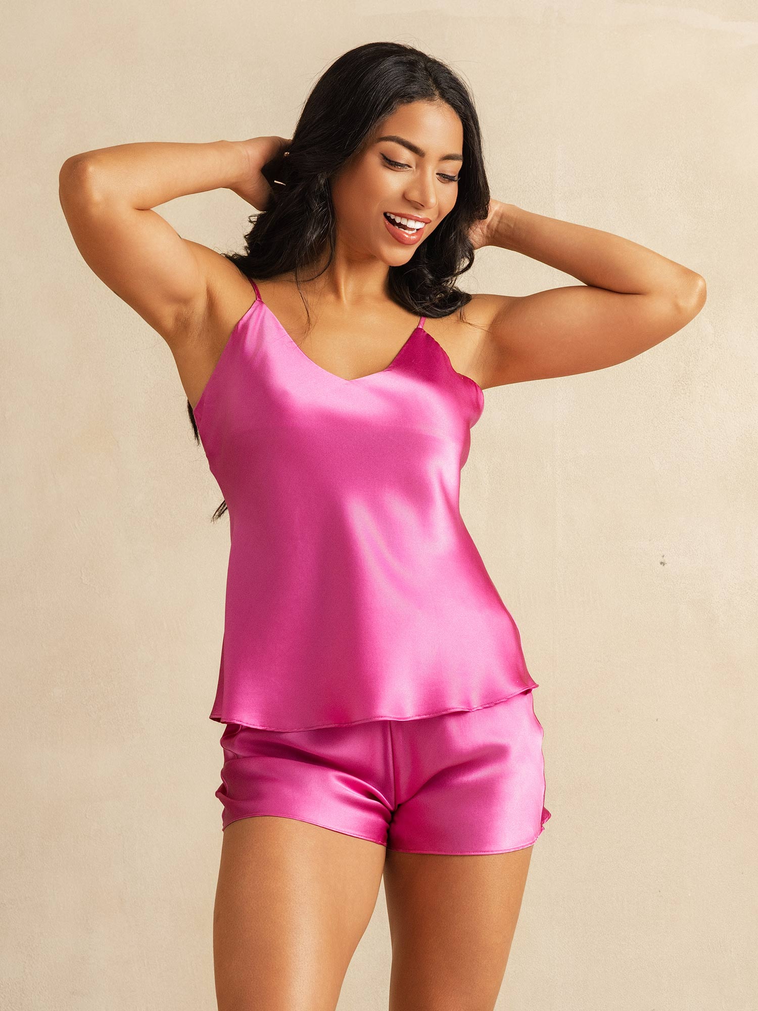 [Rosenrød] SilkSilky-NO V-Hals Camisole sett 003