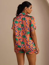 [Leireelefant] SilkSilky-NO Short Sleeve Lapel Collar Pyjamas for Kvinner 002