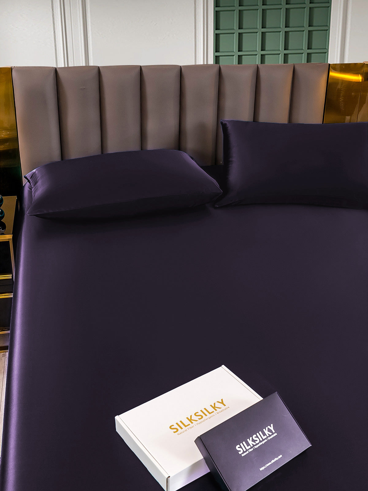 [Mørklilla] SilkSilky-NO 25Momme Bedding Set 005