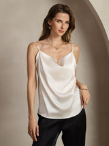 [Lysegrå] SilkSilky-NO Spaghetti Strap Cowl Neck Camisole Topp 001
