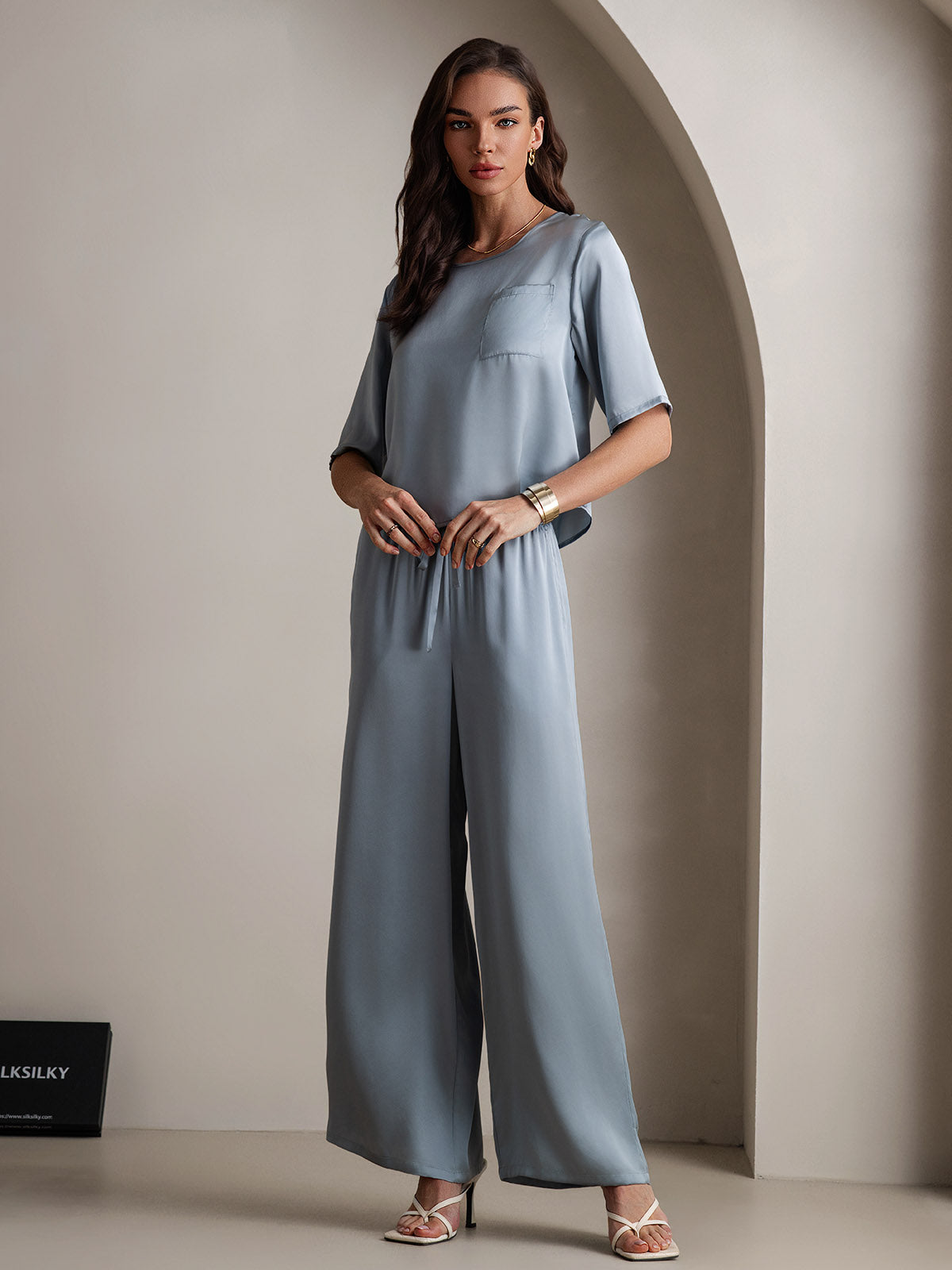 [Gråblå] SilkSilky-NO Womens Pajamas 004