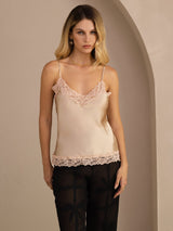 [Champagne] SilkSilky-NO V Neck Camisole Topp 003