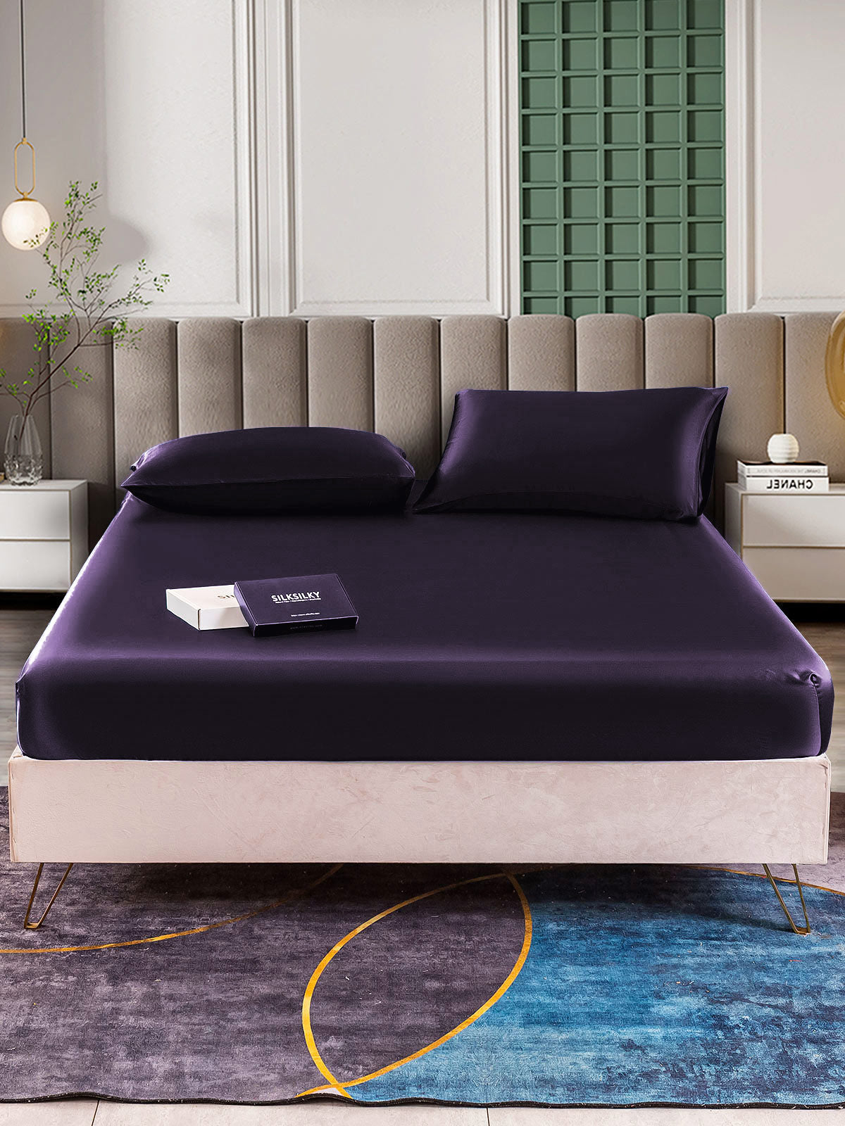 [Mørklilla] SilkSilky-NO 25Momme Bedding Set 002