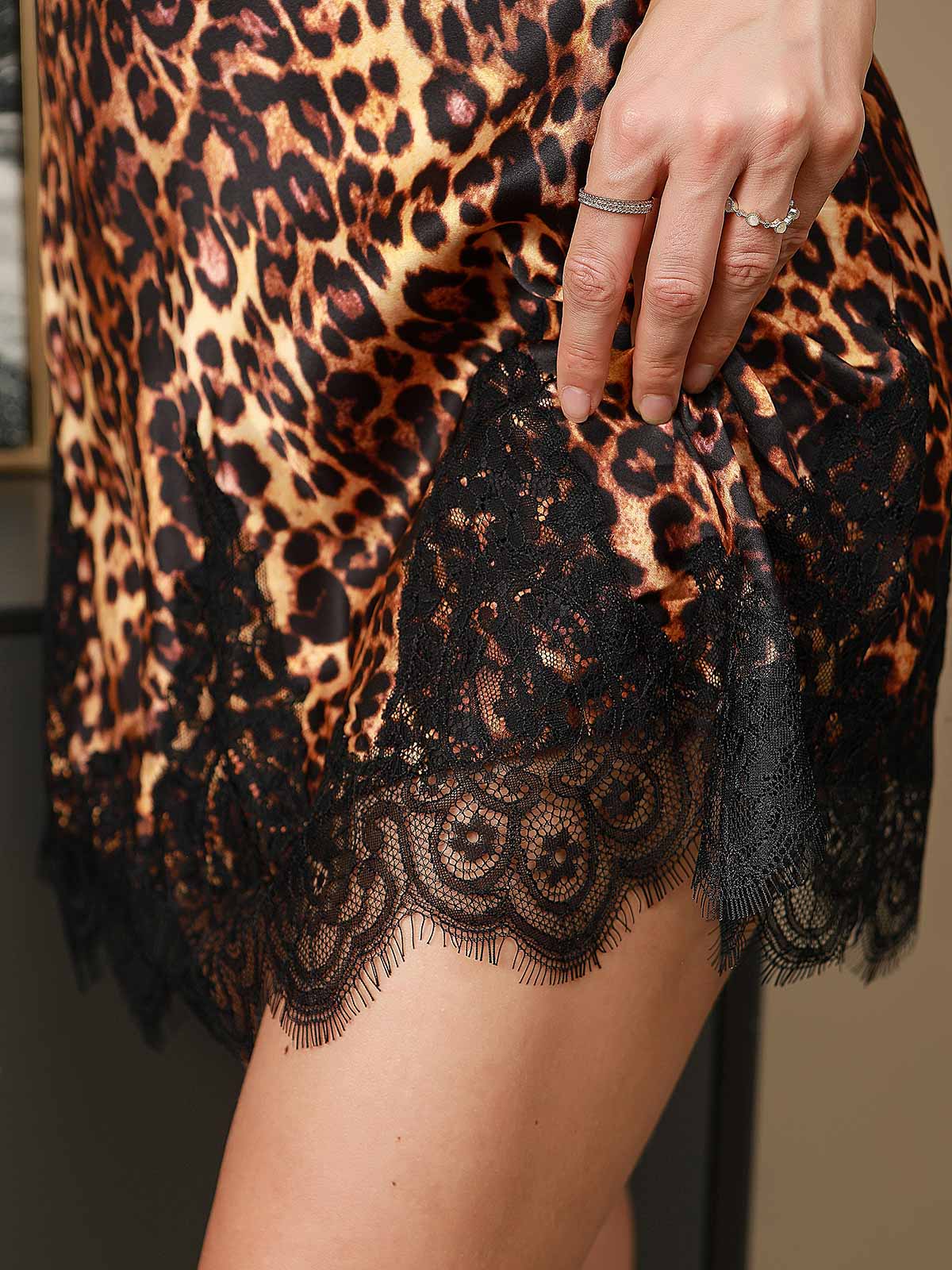 [Leopard] SilkSilky-NO V-Hals Nattkjole 008