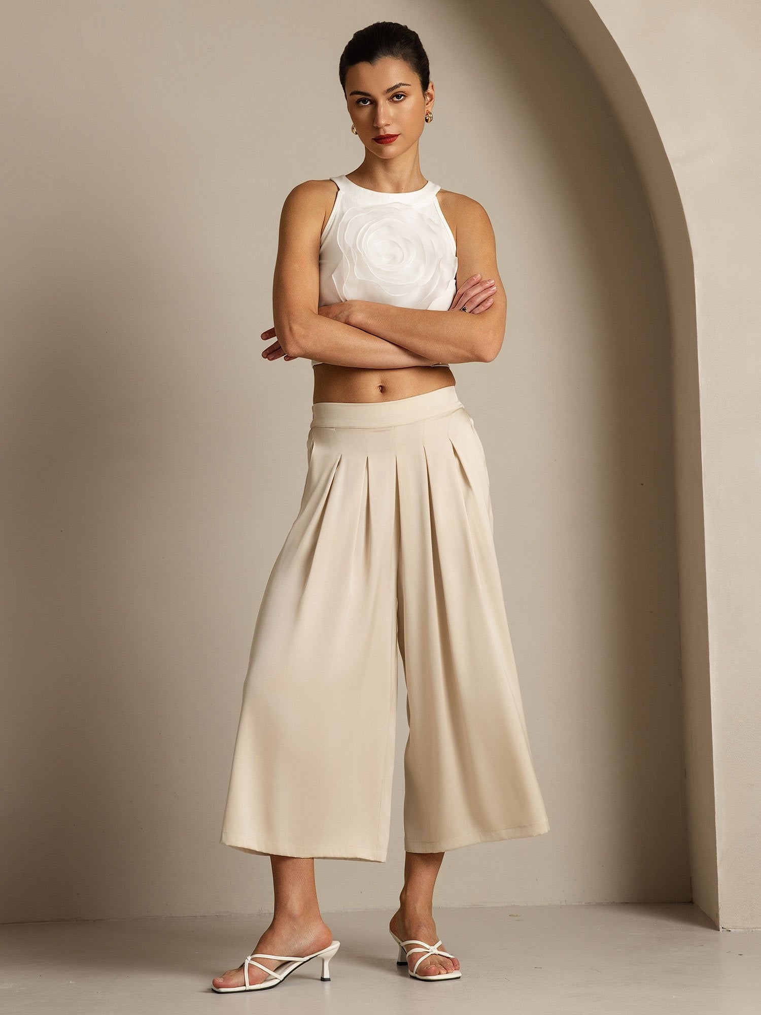 [Beige] SilkSilky-NO 19Momme Silke Womens Pants 008