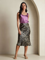 [Leopard] SilkSilky-NO 19Momme Skirt 001,