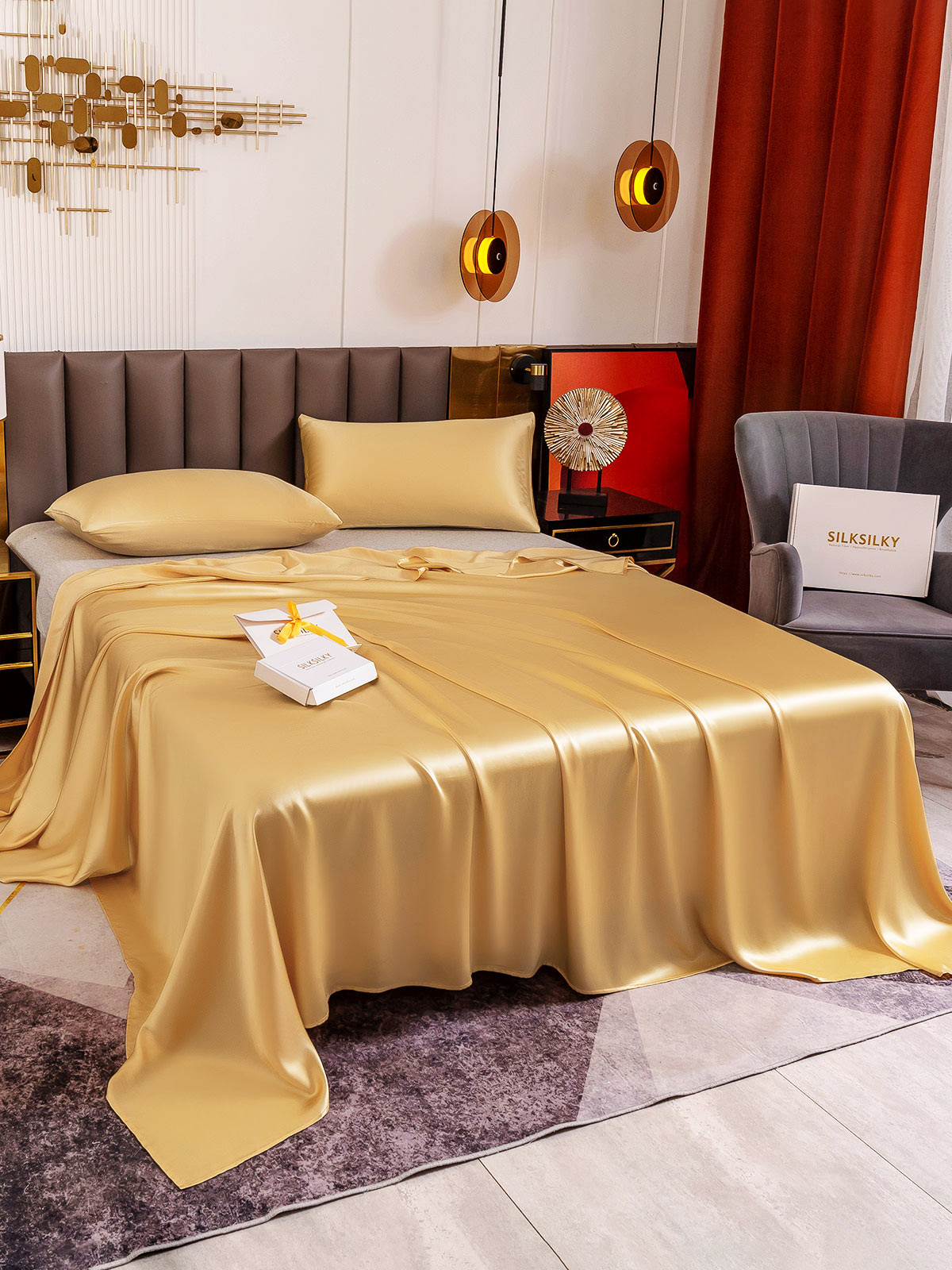 [Champagne] SilkSilky-NO 19Momme Bedding Set 004