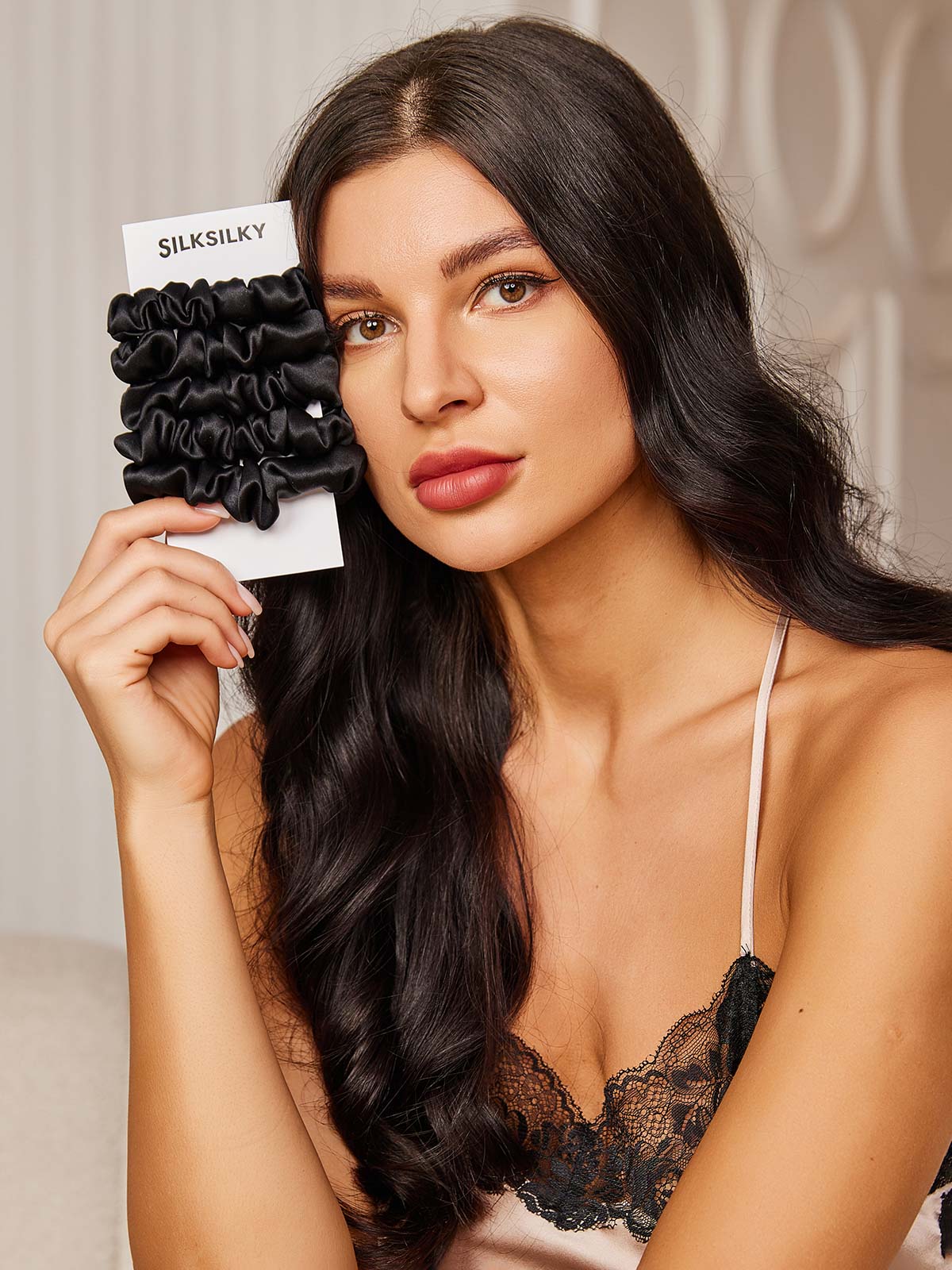 [Svart] SilkSilky-NO 19Momme Scrunchie 001