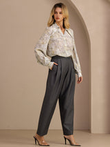 [Salvie Blomst] SilkSilky-NO Long Sleeve Lapel Collar Bluse 007